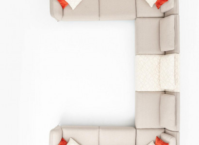 Ecksofa U- Form Luxus Wohnzimmer Beige Polstersofa Modern Stil Neu